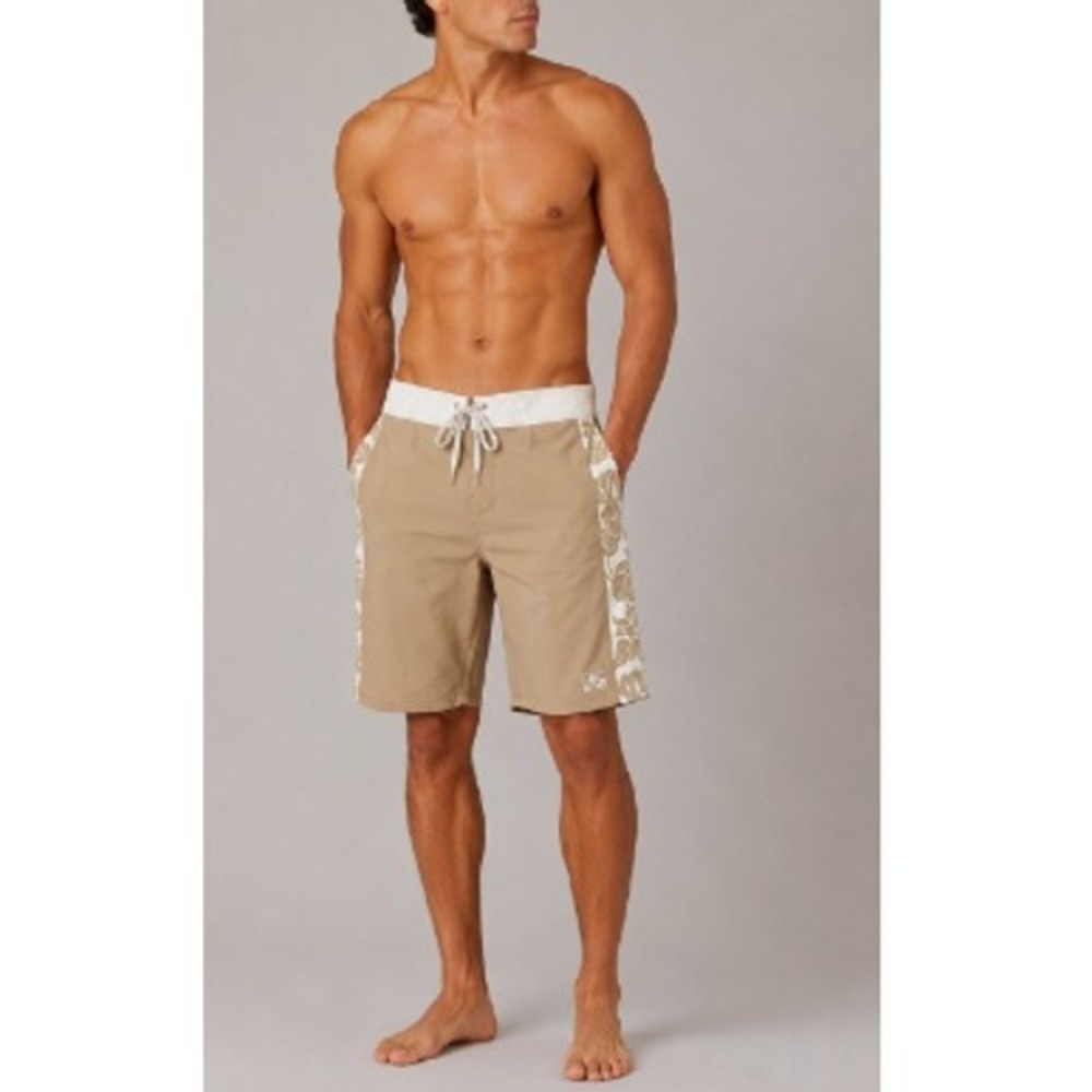 Honolua Surf Co Men's Dark Khaki Tropical‎ Kona Town Board Shorts Size 33 NWT